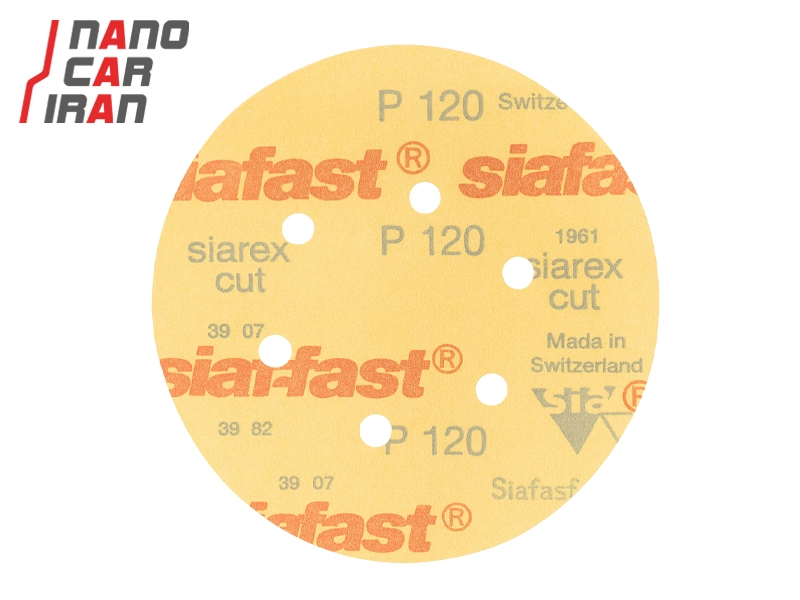 سنباده سایز ۱۵۰ میلی‌ متری ( ۶ اینچ ) سیا درجه زبری P120